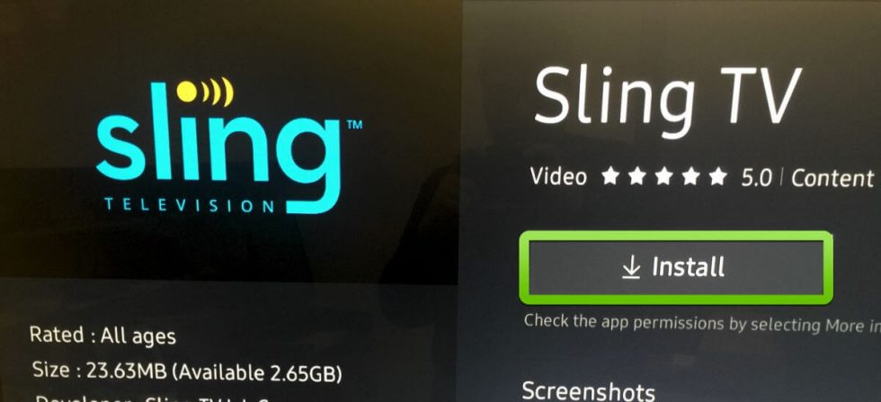 samsung sling tv app